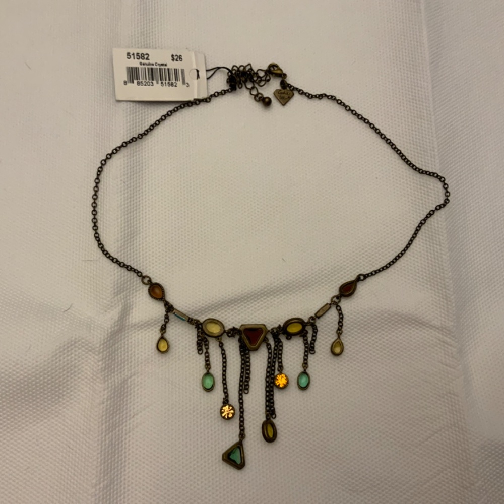 S8/ NWT 19” Cookie Lee Necklace & Earring Set 8 - Bronze chain with crystals - Picture 2 of 4